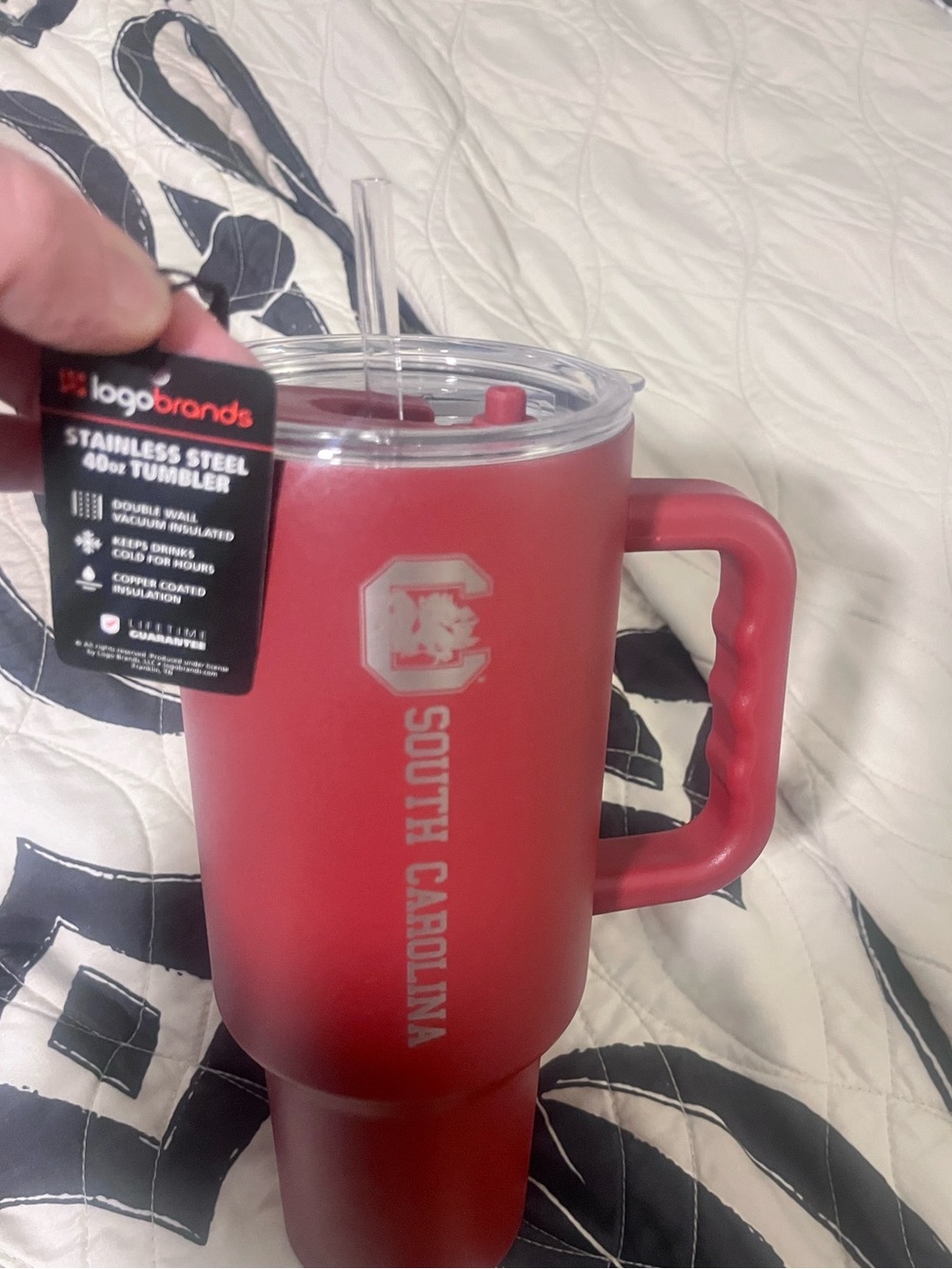 South Carolina Red Stainless Steel Travel Mug with Handle - Logo Brands